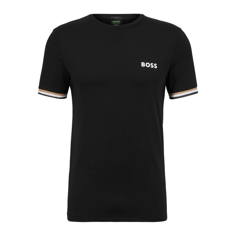 Czarna koszulka z czarnym paskiem z tyłu Hugo Boss