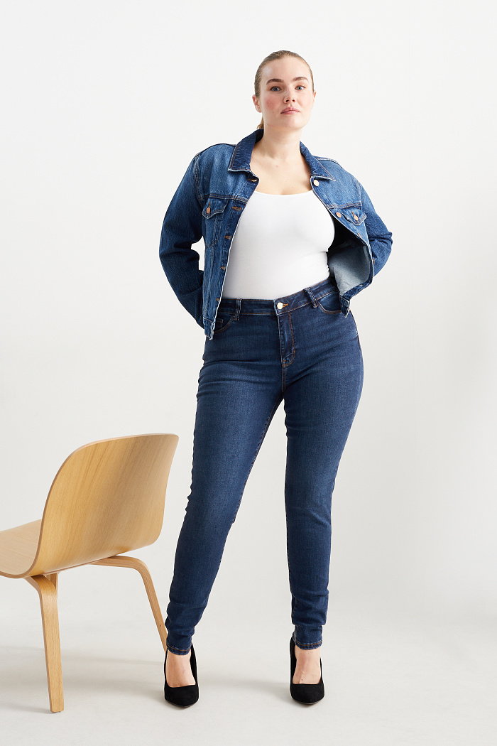 C&A Skinny jeans-średni stan-dżinsy modelujące-LYCRA, Niebieski, Rozmiar: 34