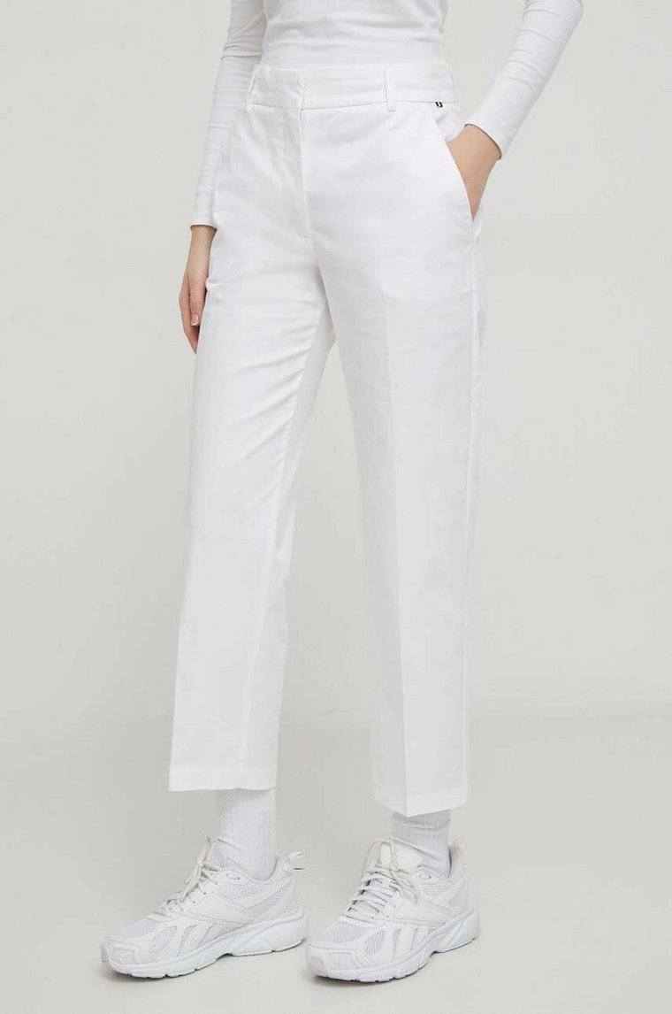 Tommy Hilfiger spodnie damskie kolor biały proste high waist WW0WW40504