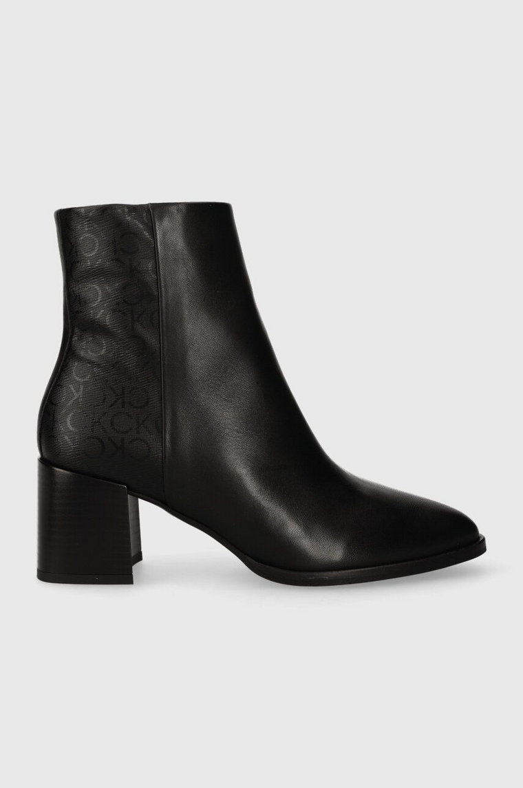 Calvin Klein botki ALMOND ANKLE BOOT 55 - EPI MN MX damskie kolor czarny na słupku HW0HW01701