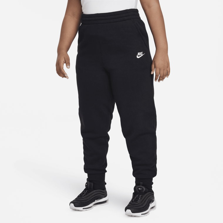 Dopasowane spodnie z wysokim stanem dla dużych dzieci (dziewcząt) Nike Sportswear Club Fleece (szerszy rozmiar) - Czerń