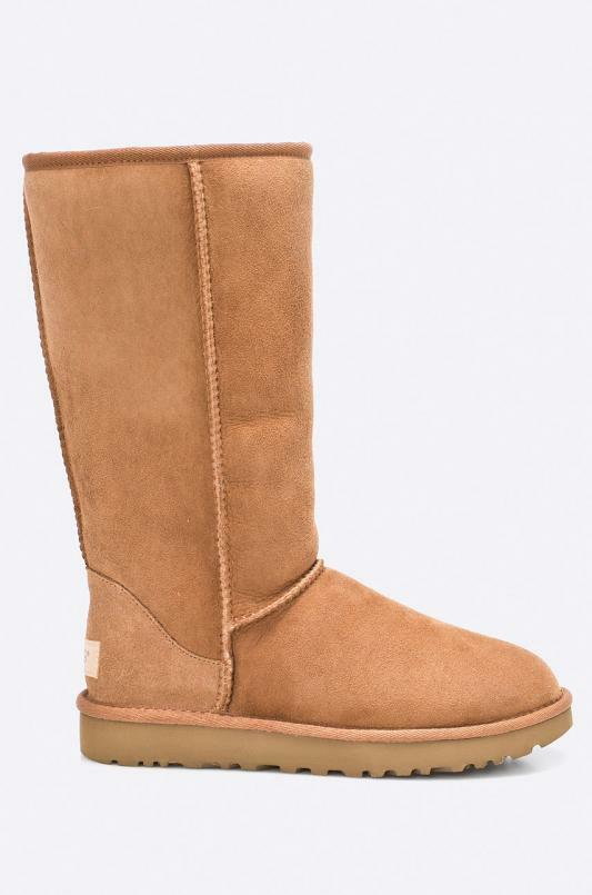 UGG śniegowce zamszowe W Classic Tall II damskie kolor brązowy 1016224