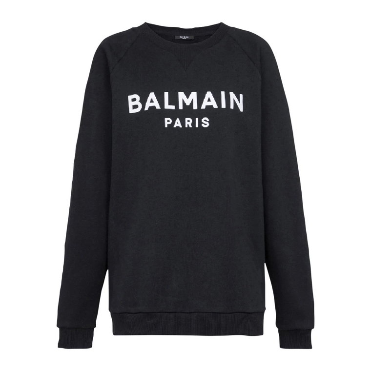 Bawełniany sweter ekologiczny z flokowanym logo Balmain