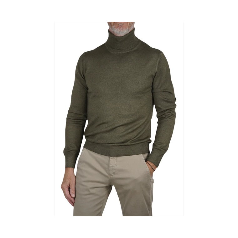 Wintage Sweter z Włókna Merino z Wysokim Kołnierzem - Zielony, Rozmiar 52 Gran Sasso