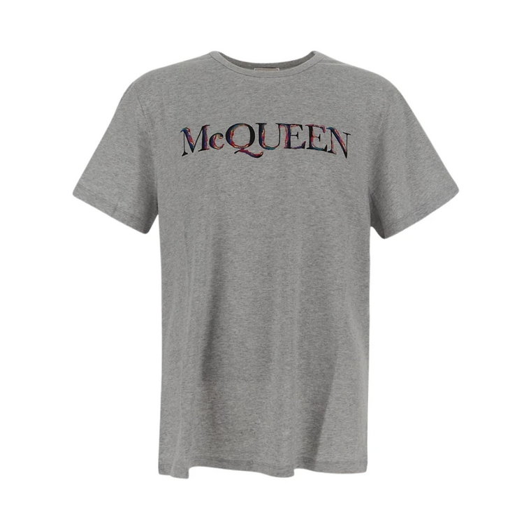 Logo T-Shirt, Elegancki Czarny Nadruk Alexander McQueen