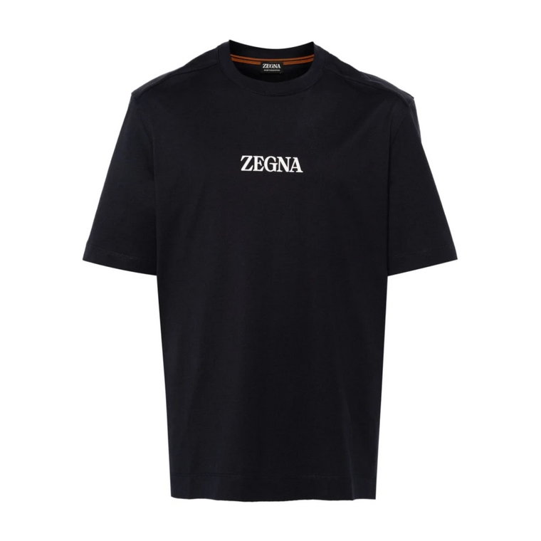 Navy Blue Jersey Crew Neck T-shirts Ermenegildo Zegna