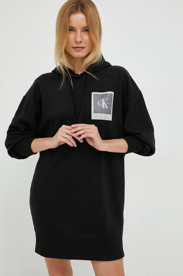 Calvin Klein Jeans sukienka bawełniana kolor czarny mini oversize