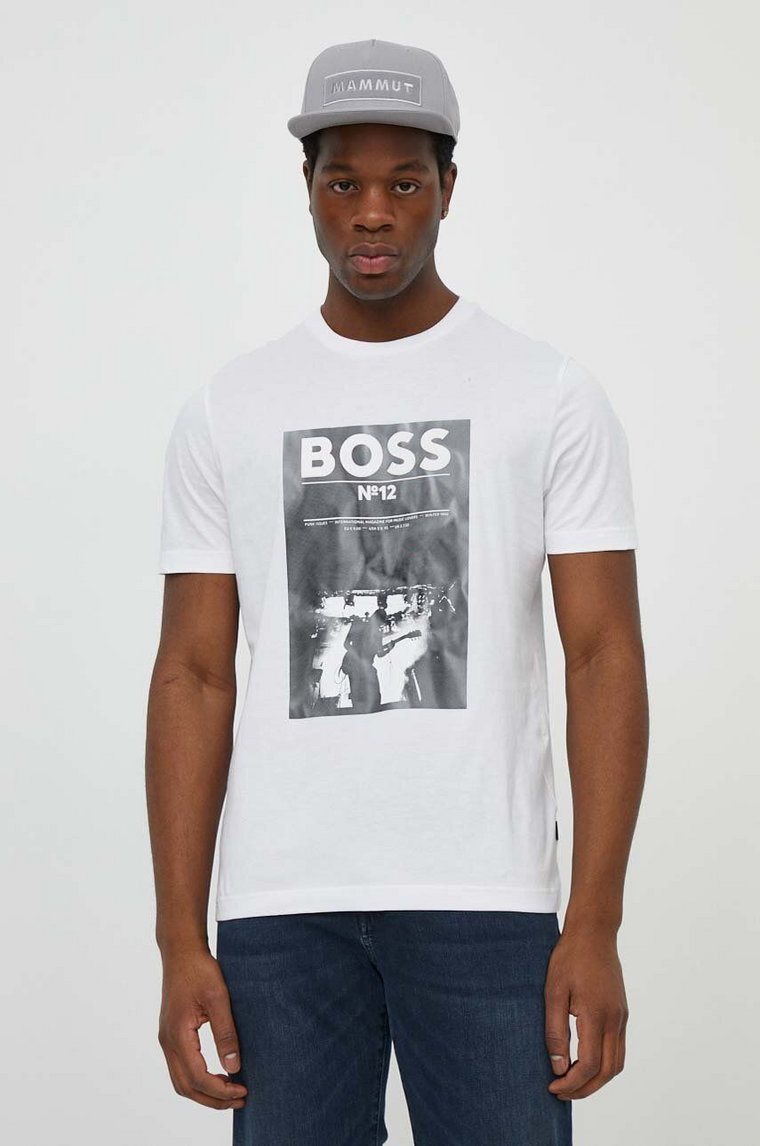 Boss Orange t-shirt bawełniany męski kolor biały z aplikacją 50515829