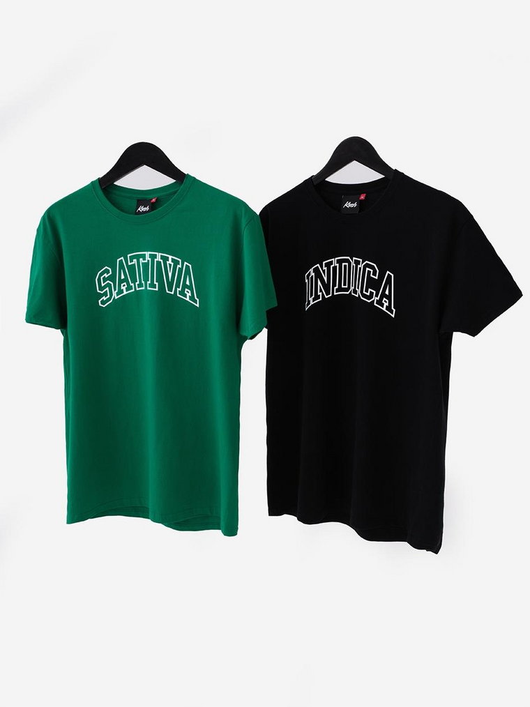 Zestaw 2 T-Shirtów Męskich Zielony / Czarny Kush Sativa Indica