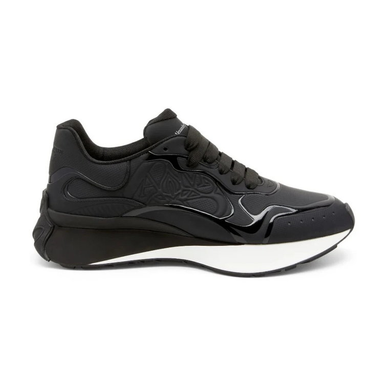 Czarne Sneakersy Sprint Runner z Wzorem Technicznym Alexander McQueen