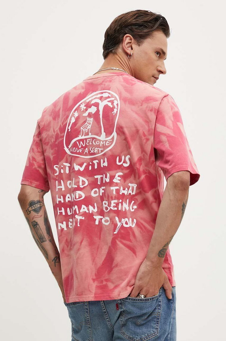 Desigual t-shirt bawełniany ARMANDO męski kolor różowy wzorzysty 24WMTK08