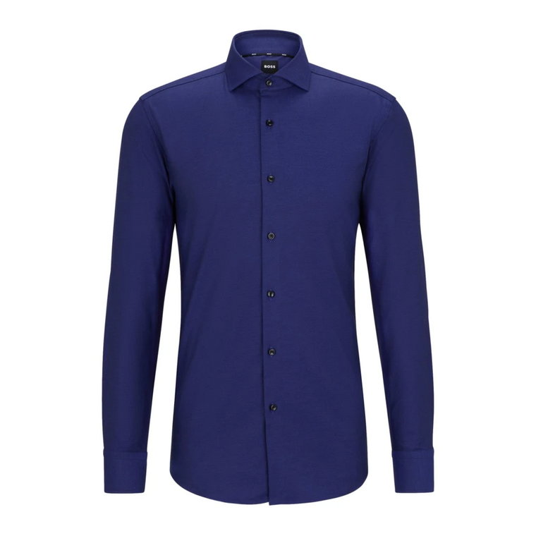Wąska Koszula z Bawełnianej Tkaniny w Kolorze Niebieskim Hugo Boss