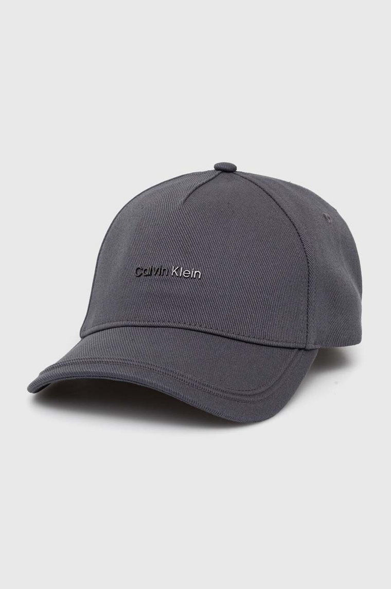 Calvin Klein czapka z daszkiem bawełniana kolor szary z aplikacją K50K511999