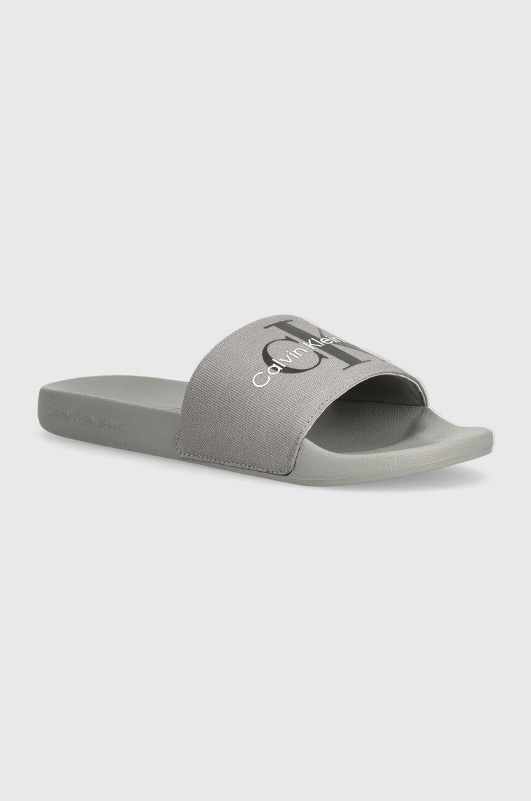 Calvin Klein Jeans klapki SLIDE MONOGRAM CO męskie kolor szary YM0YM00061