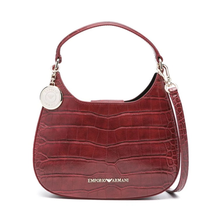 Bordeaux Mock Croc Torba na Ramię Emporio Armani