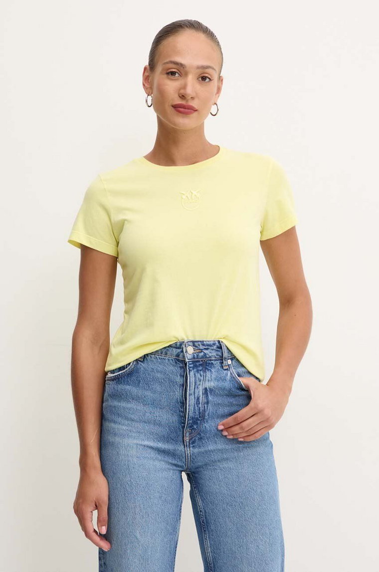 Pinko t-shirt bawełniany damski kolor żółty 100355 A227