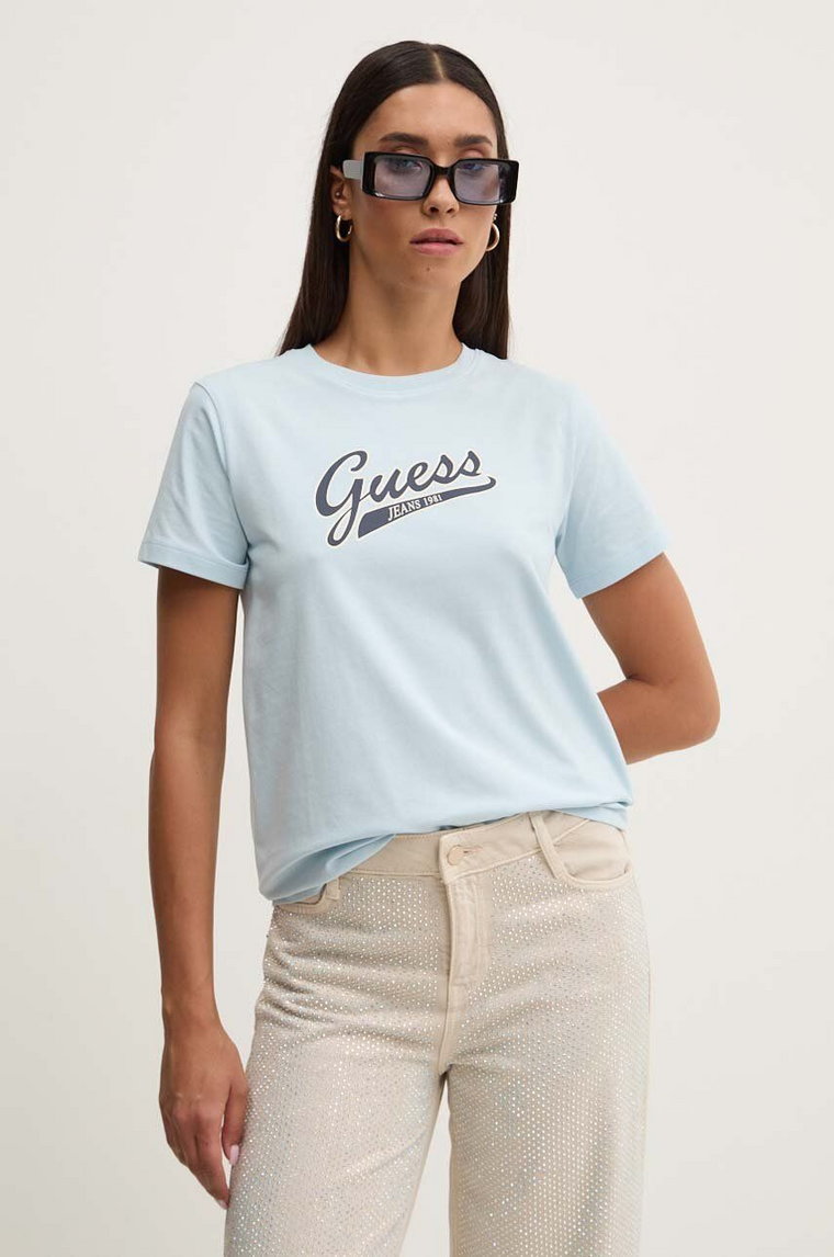 Guess Jeans t-shirt damski kolor niebieski W4YI13 J1314