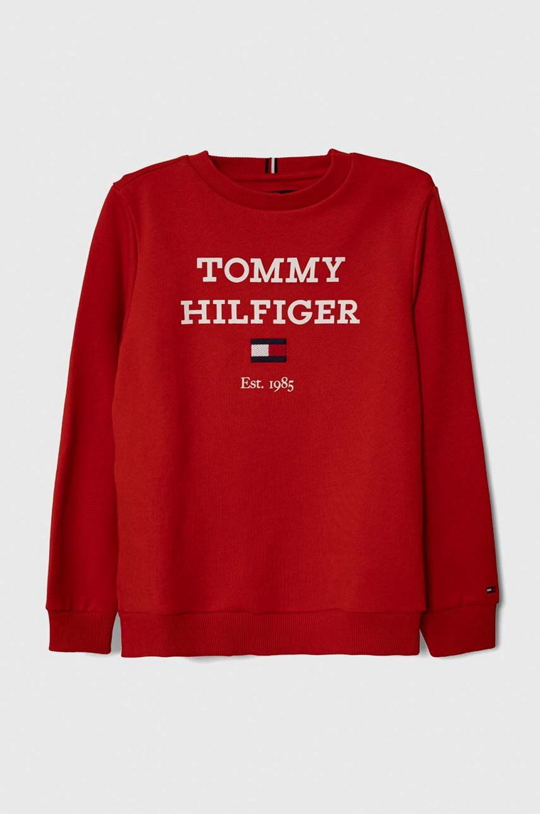 Tommy Hilfiger bluza dziecięca kolor czerwony z nadrukiem