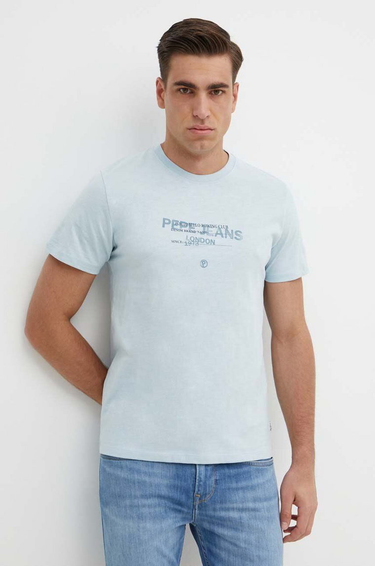 Pepe Jeans t-shirt bawełniany CINTHOM męski kolor niebieski z nadrukiem PM509369