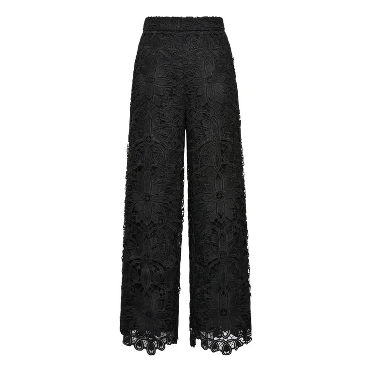 Luźne spodnie z koronką - Czarne A-View