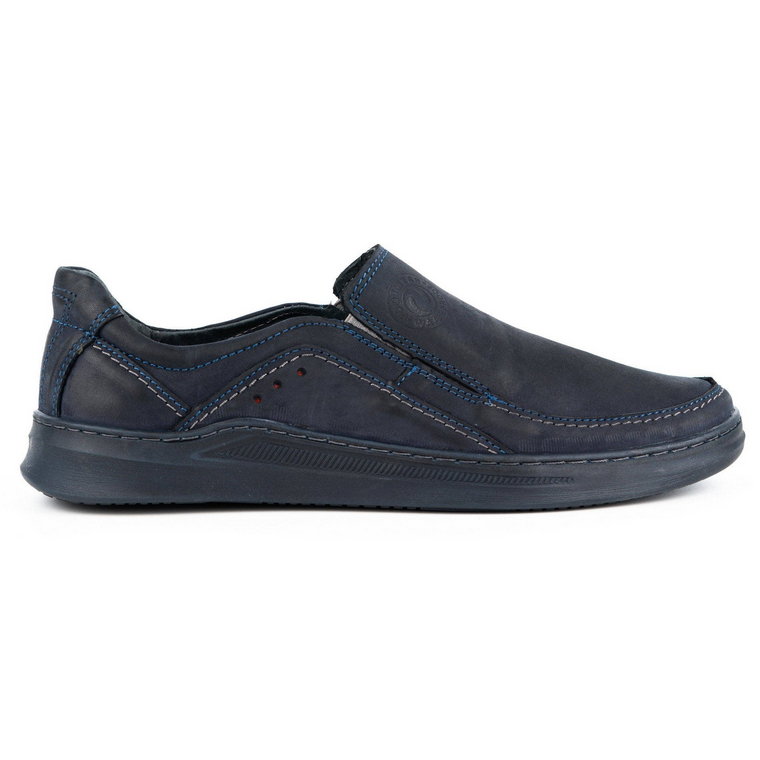 Olivier Buty męskie wsuwane skórzane SLIP-ON 216GT granatowe niebieskie