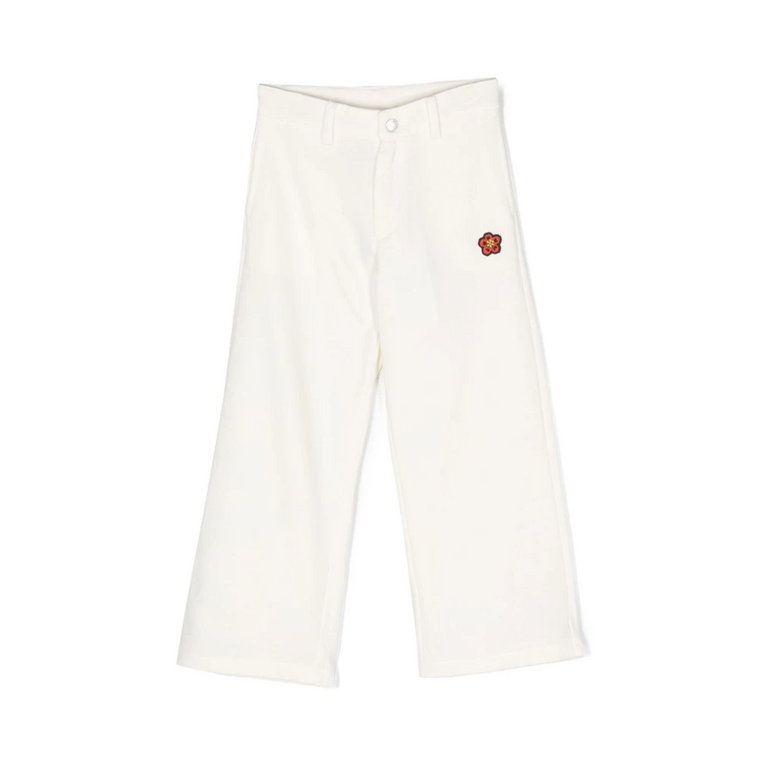 Białe Spodnie z Logo-Patchem Kenzo
