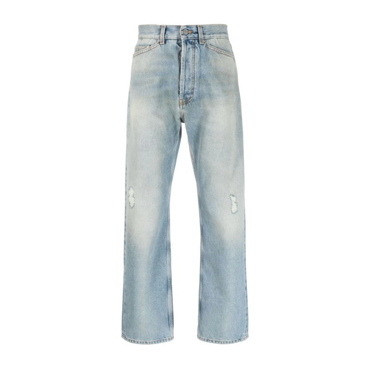 4010 Light Blue Luźne Spodnie Jeansowe z 5 Kieszeniami Palm Angels