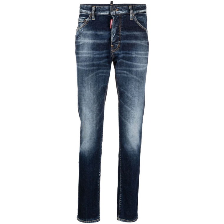 Niebieskie Spodnie Slim-Fit z Efektem Przecierania Dsquared2