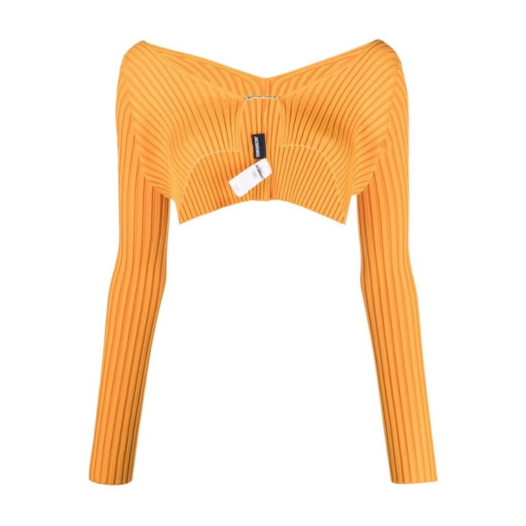 Pomarańczowy Sweter z Logo w Krótkim Kształcie Jacquemus