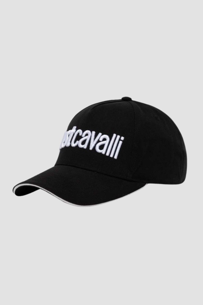 JUST CAVALLI Czarna czapka Logo Embroidery 3d Up