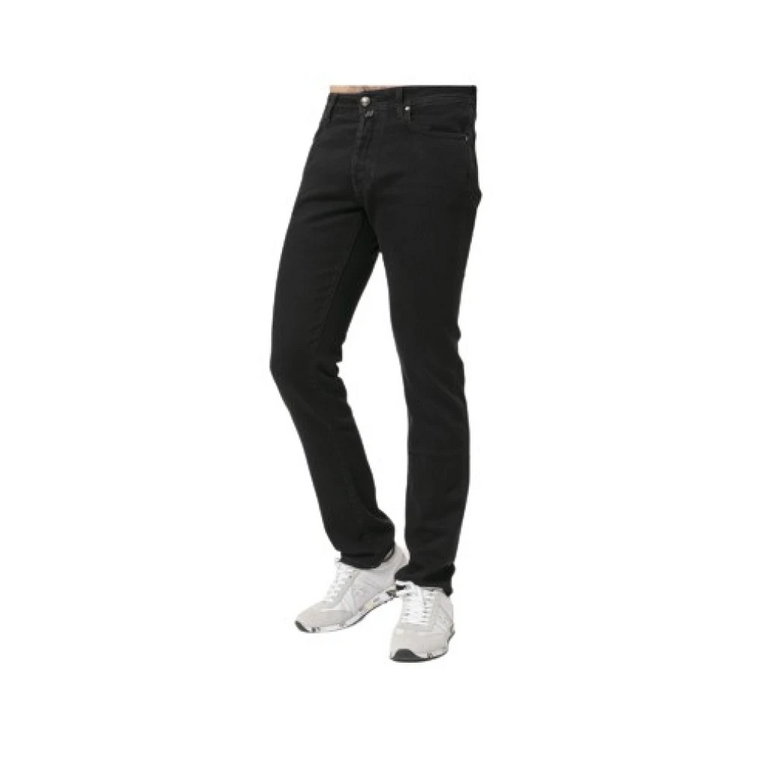 Czarne Slim-Fit Bard Straight Jeans Jacob Cohën