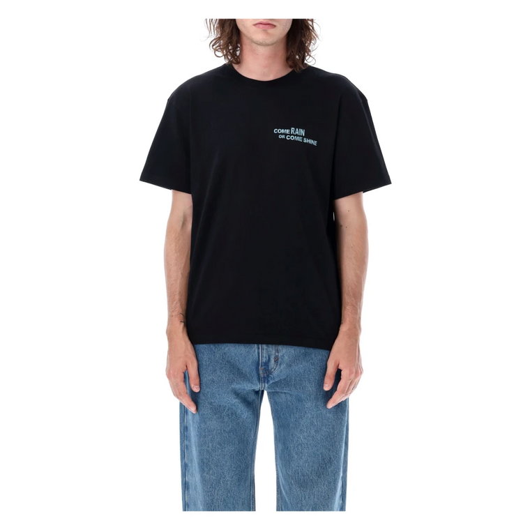 Czarna koszulka z nadrukiem żaby - Męska koszulka z napisem JW Anderson