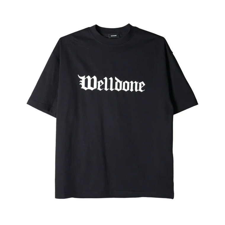 Czarna koszulka z gotyckim logo We11Done
