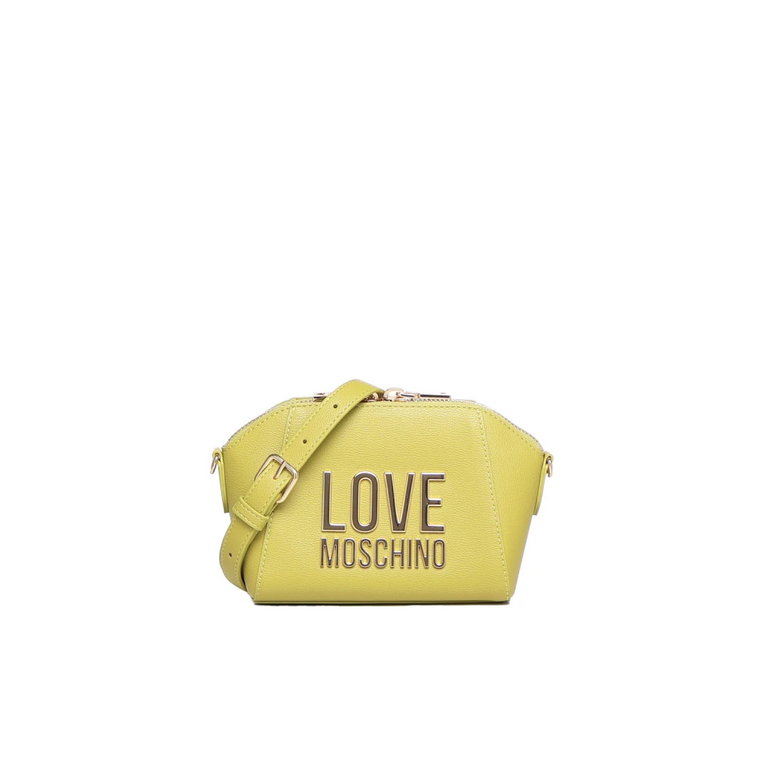 Żółta Skórzana Torba z Regulowanym Paskiem Love Moschino