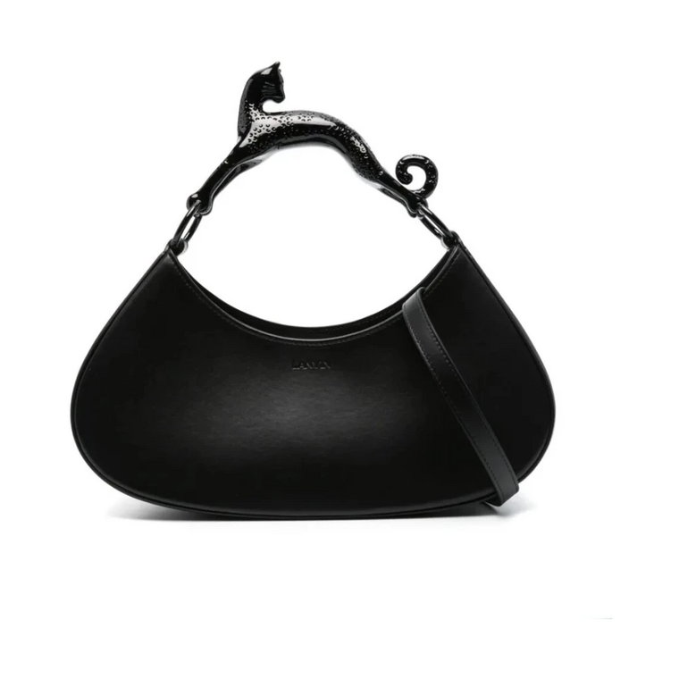 Czarna Torba Hobo z Uchwytem na Koty Lanvin