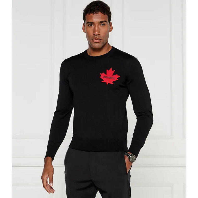 Dsquared2 Wełniany sweter Leaf | Slim Fit