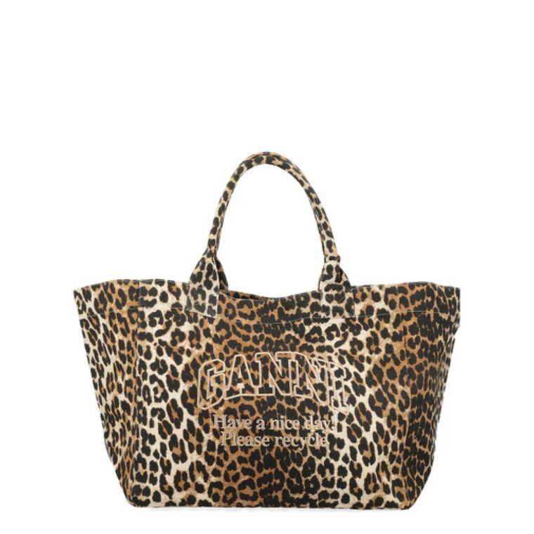 Torba Shopper w Wzór Leoparda Ganni