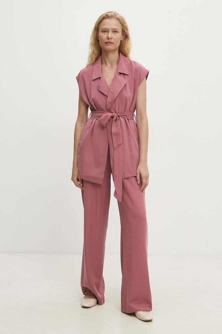 Answear Lab kamizelka i spodnie kolor różowy