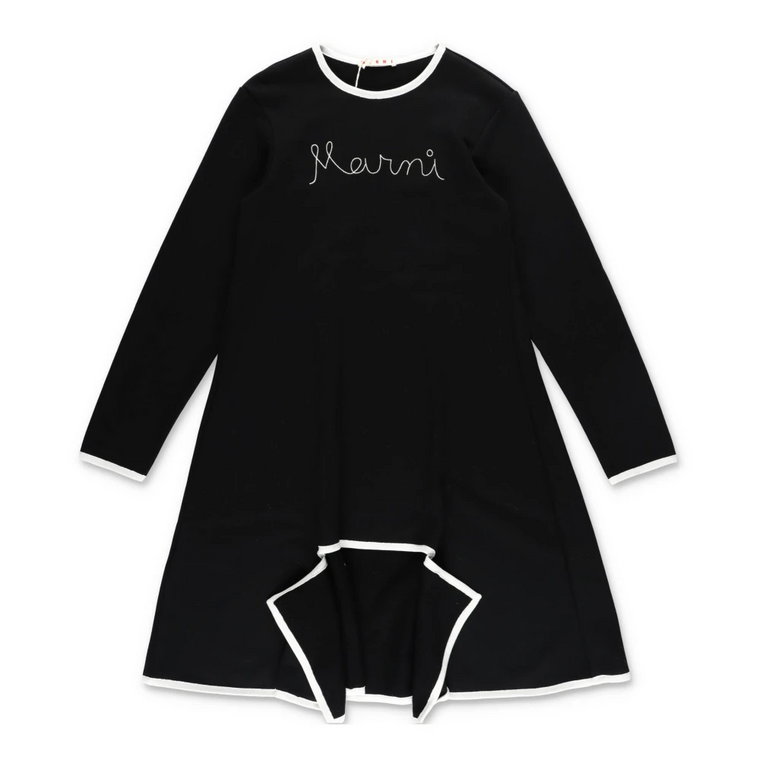 Stylowa czarna sukienka z dresu z bawełny dla dziewcząt Marni