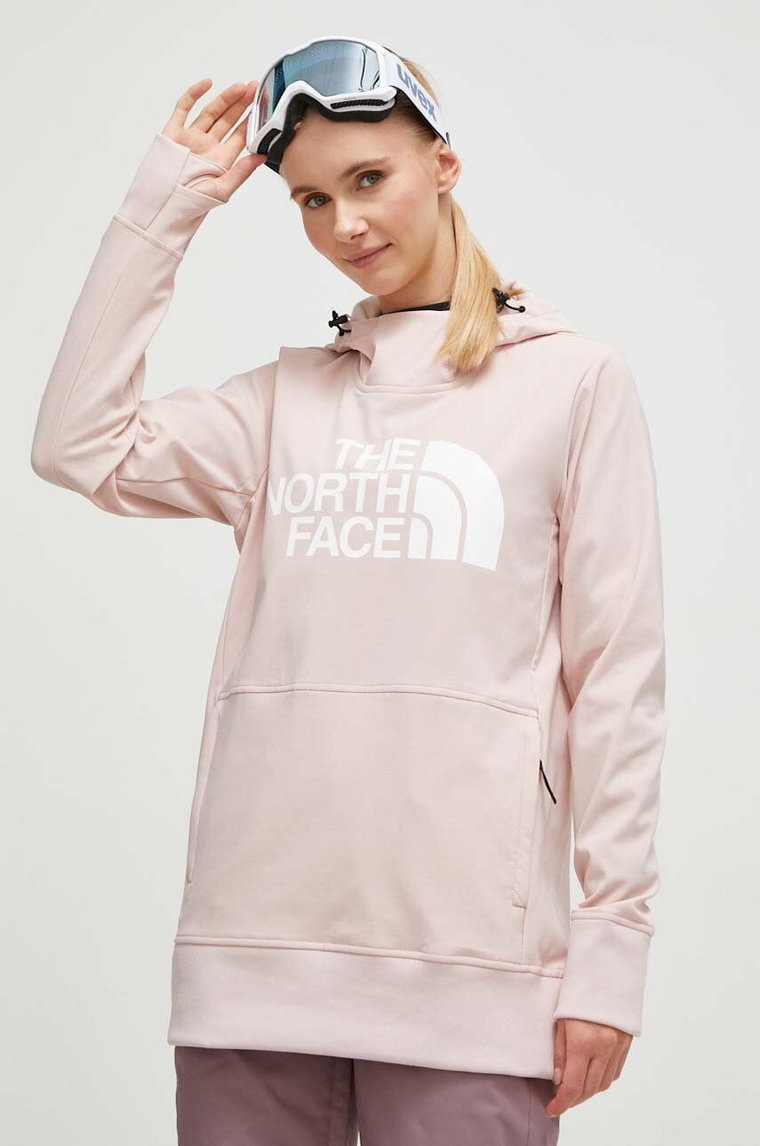 The North Face bluza sportowa Tekno Pullover kolor różowy z kapturem z nadrukiem