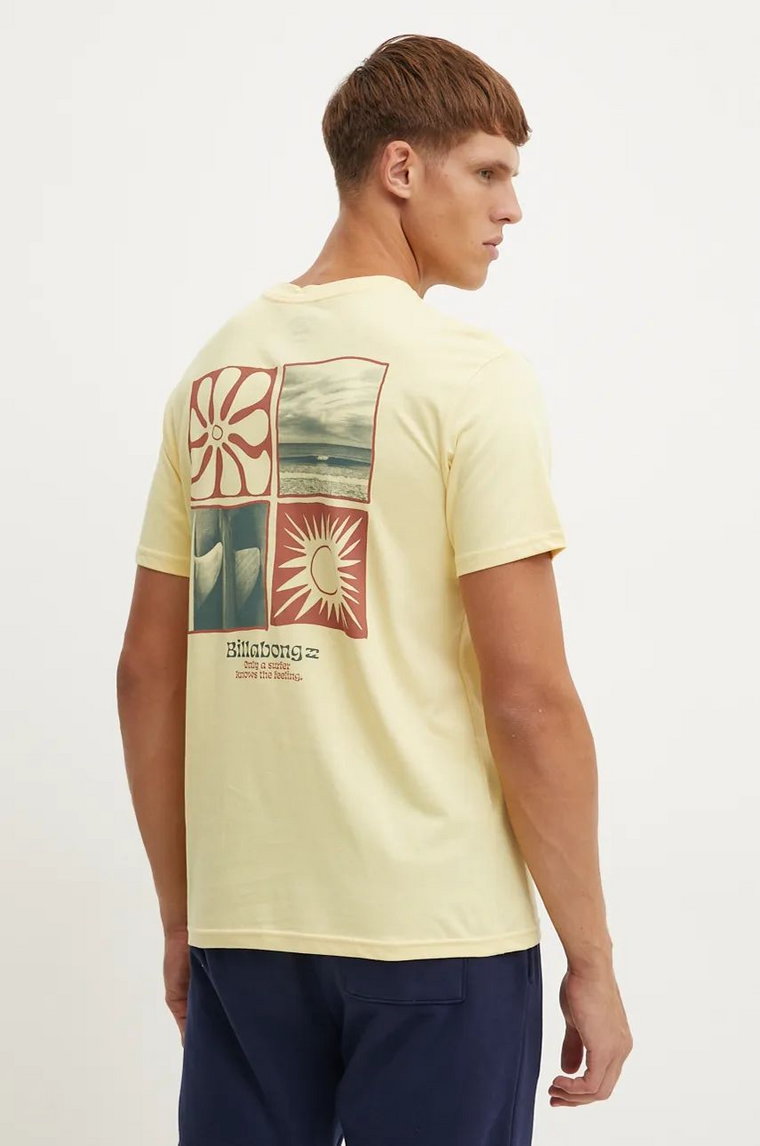 Billabong t-shirt Twin Fins męski kolor żółty z nadrukiem ABYZT02485