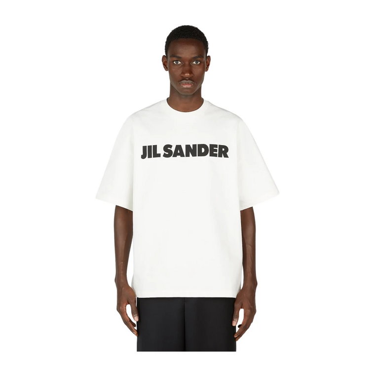 Bawełniany T-shirt z nadrukiem logo Jil Sander