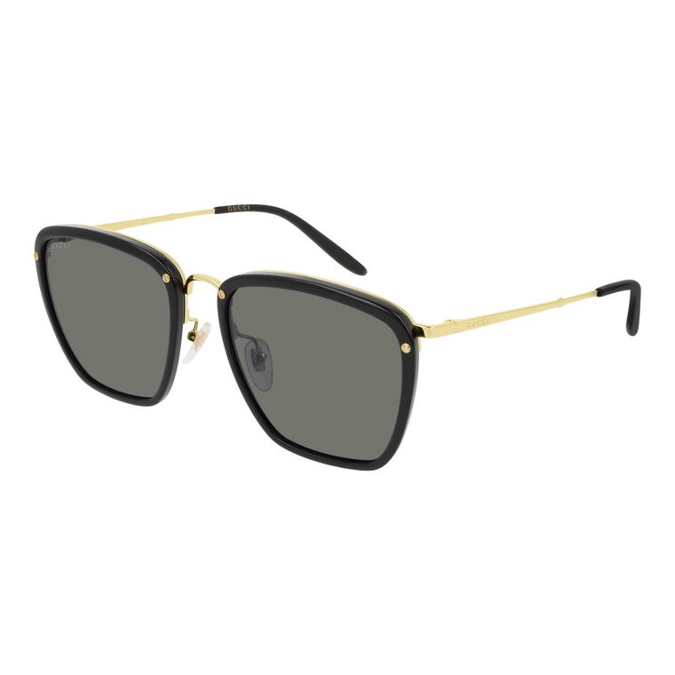Stylowe męskie okulary przeciwsłoneczne z czarną i złotą oprawką Gucci