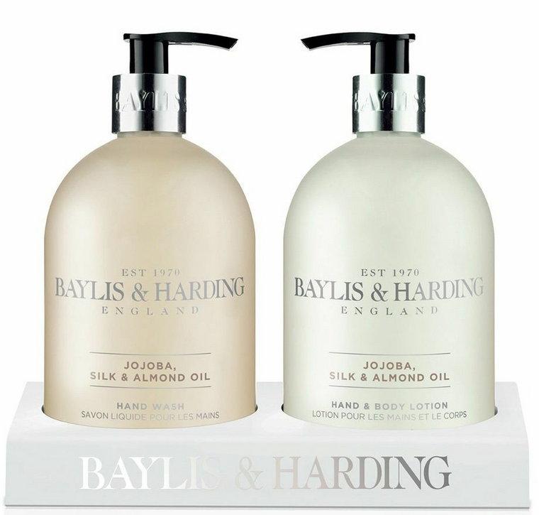 Baylis & Harding Zestaw Mydło w płynie + Balsam do rąk i ciała Jojba, Silk & Almond Oil