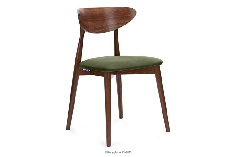 Krzesło drewniane orzech średni zielony welur RABI Konsimo
