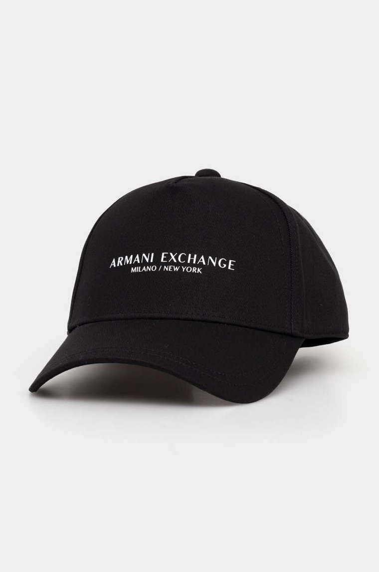 Armani Exchange czapka z daszkiem bawełniana kolor czarny z nadrukiem 944207 3R130