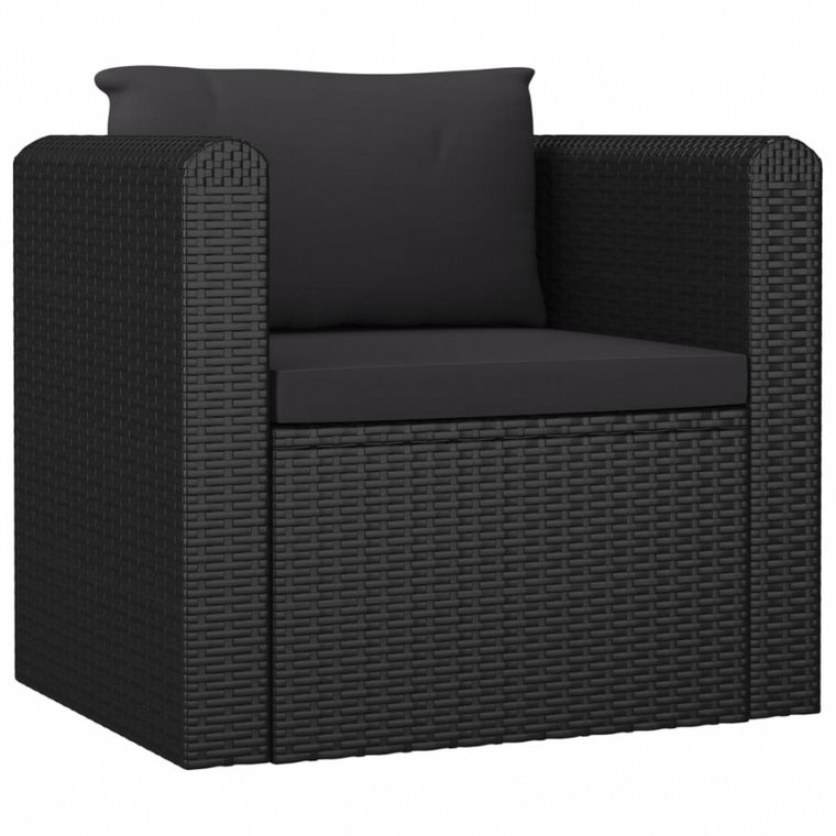 Fotel z poduszką, polirattan, czarny kod: V-46555
