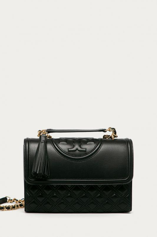 Tory Burch Torebka skórzana Fleming Convertible kolor czarny 76997