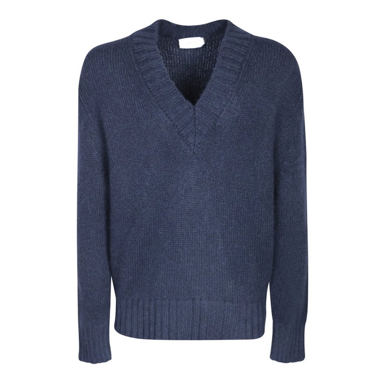 Niebieski Sweter z Dekoltem w Literę V dla Mężczyzn Lardini