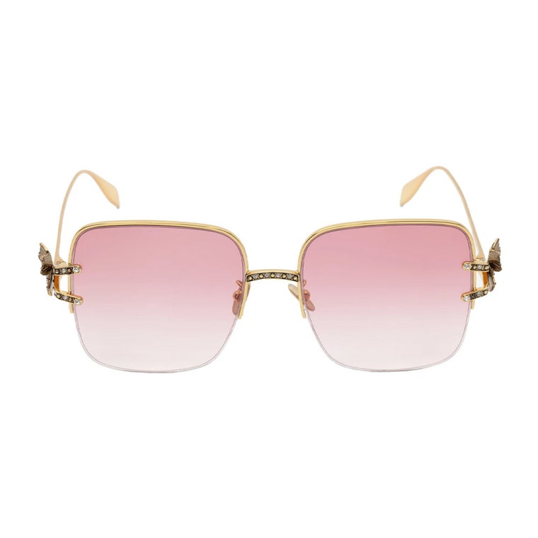 Złote Okulary z Kryształami Motyla Alexander McQueen